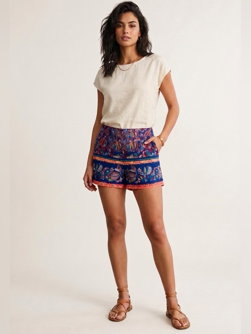 LOFT Paisley Print Shorts Size 10 High Rise Boho Coastal Preppy Vacation Resort
